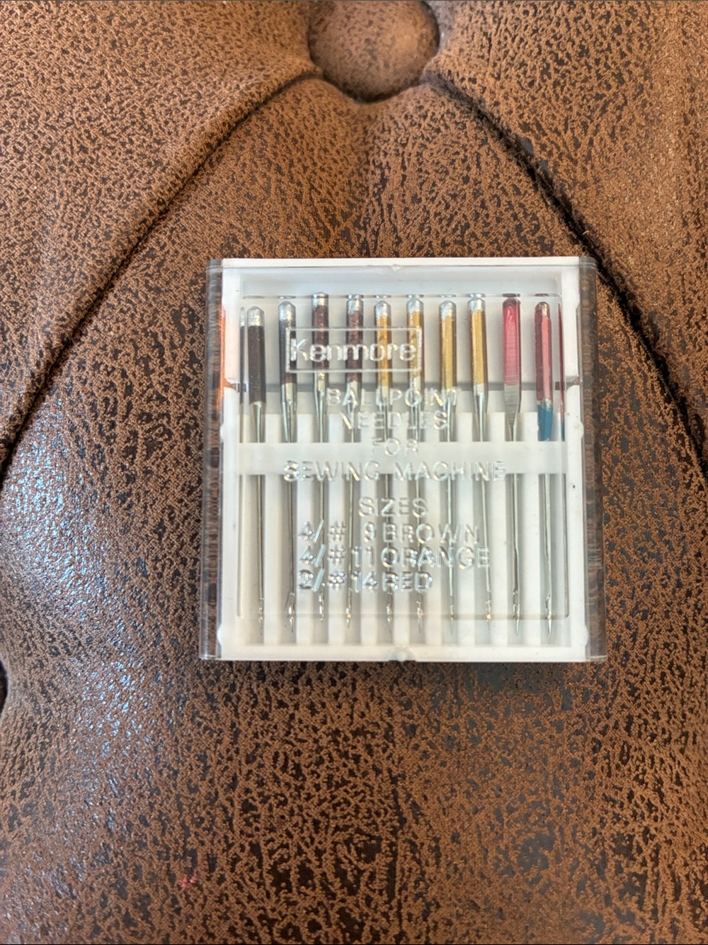 Sears Kenmore color-coded assortment of ballpoint sewing machine needles.